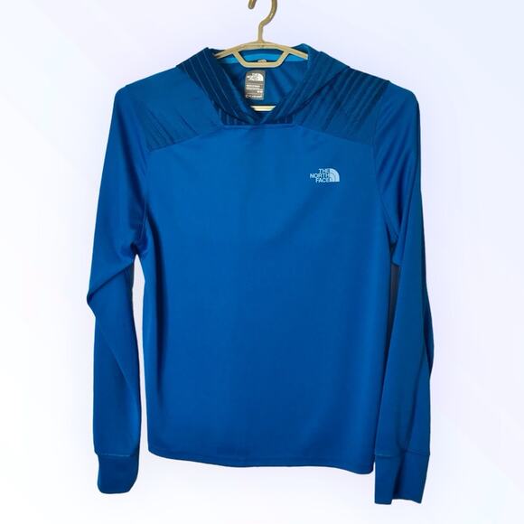 The North Face Blue Jacket with Hoodie Pullover Flash Dry Any Distance - Picture 1 of 6